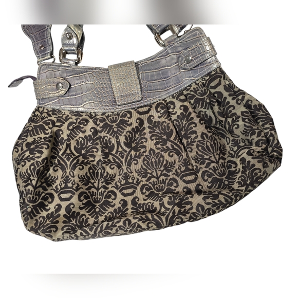 RARE- Vintage Y2K Guess Large Tapestry Cloth Alligator Print Handbag - Picture 4 of 12